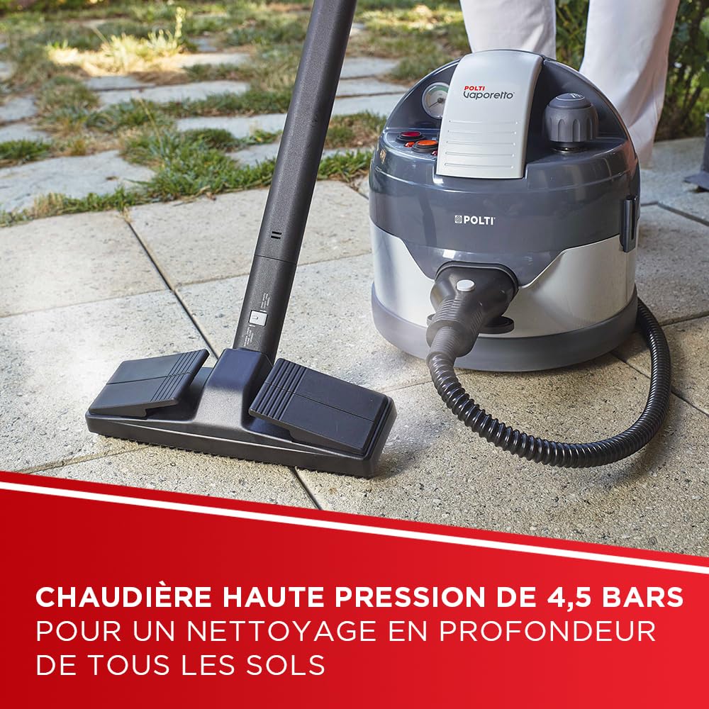 Polti Vaporetto Eco Pro 3.0 Kalstop, 20 Flacons de Kalstop Anticalcare, Nettoyeur à Vapeur avec Chaudière et Bouchon de Sécurité, Puissance Max 2000 W, Réservoir 2 L, 9 Accessoires, Gris