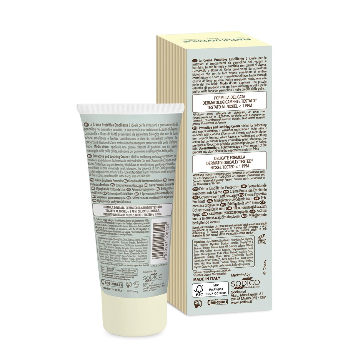 Naturaverde | Baby- BIO- Disney- Crema Protettiva Emolliente, 6x100 ml