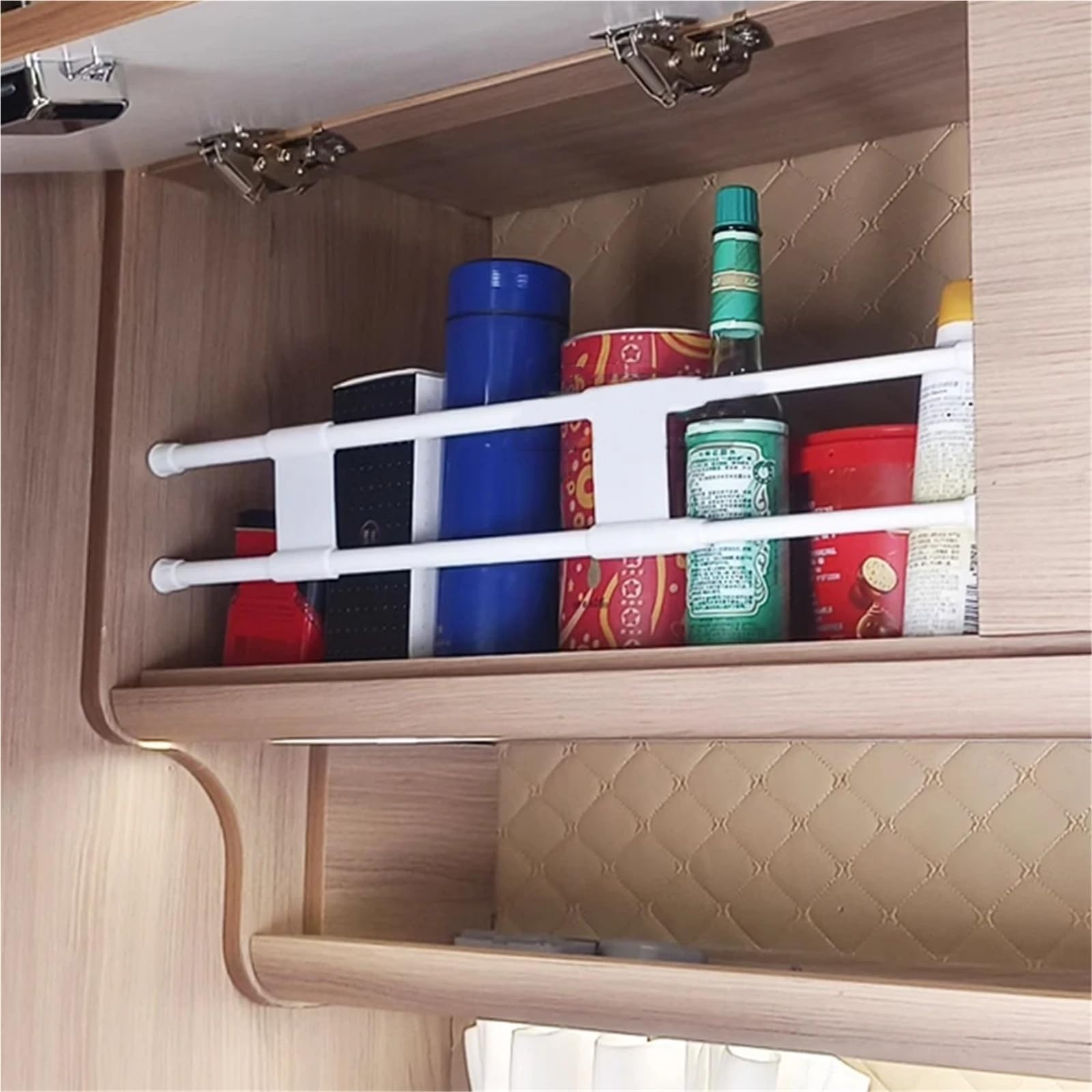 1 zestaw 304 stal nierdzewna, wisząca szafka do kampera z solidnymi prętami do kampera, kampera, przyczepy kempingowej i akcesoriów