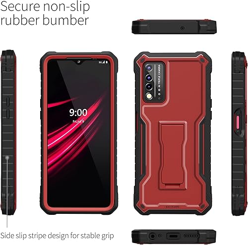 Miniatura 3 de ExoGuard Funda para T-Mobile REVVL V Plus 5G, funda de goma a prueba de golpes de cuerpo completo, protector de pantalla integrado y soporte