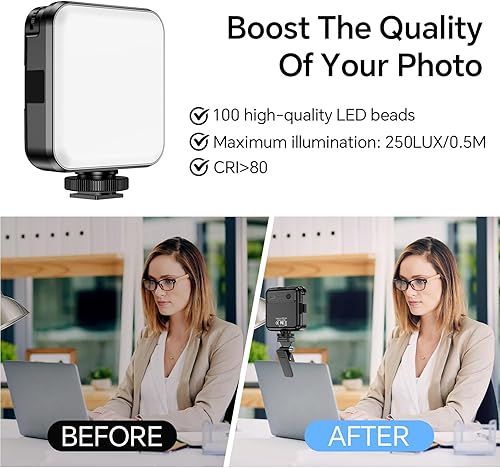 Miniatura 3 de Luz para selfie, 50 LED de 2000 mAh recargable para teléfono celular, 3 modos, brillo de 10 niveles, luz portátil con clip para