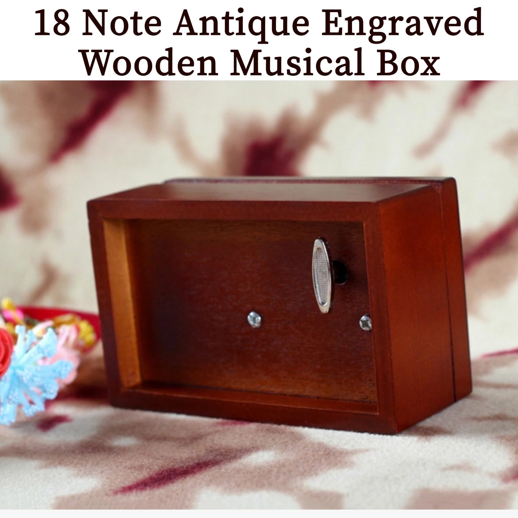 Amazon.co.jp: Gueiddi アンティーク彫刻 手回し木製オルゴール 18音符