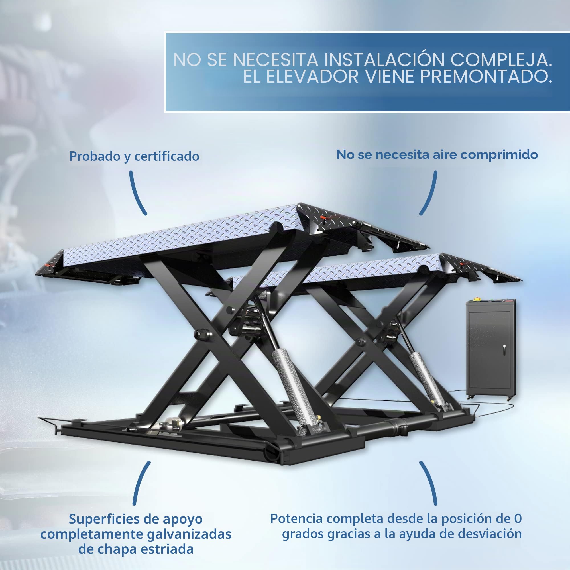 DSLS 608 - Plataforma elevadora de Tijera, Equipo para Taller de automóviles, Gato de Coche, Plataforma de Trabajo, Dispositivo de elevación, 3,5 toneladas