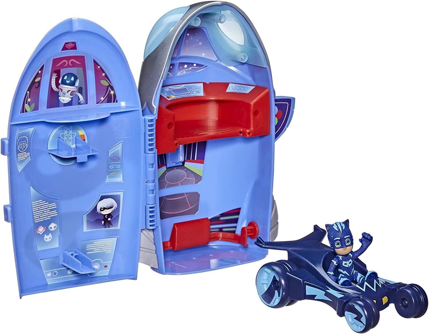 PJ Masks 2-in-1 HQ Playset, Headquarters and Rocket Preschool Toy with Action Figure and Vehicle for Kids Ages 3 and Up