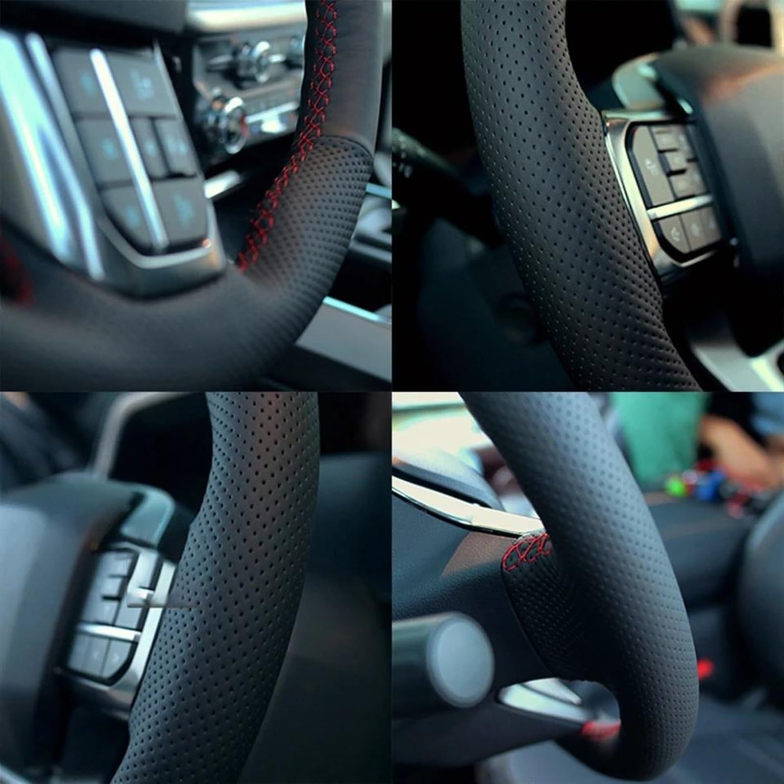 Coprivolante Per Auto Treccia In Pelle Microfibra Perforata Con Aghi E Fili Per Spirior OId Per Accord(rosso)