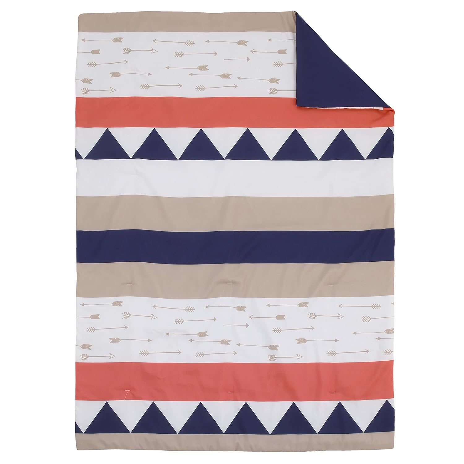 Carter's Aztec 4 Piece Toddler Bedding Set, Navy, Cream, Orange, Beige