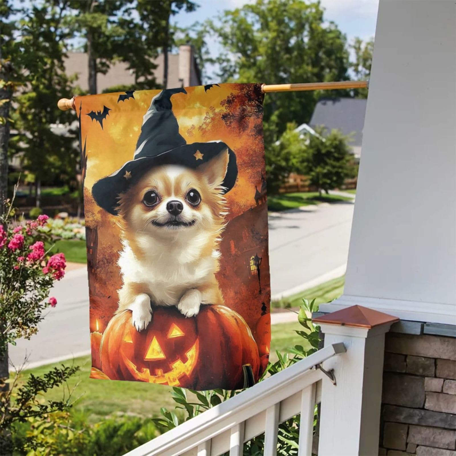 Gartenflagge Mit Chihuahua-Welpen-Motiv – 30 X 45 Cm (12 X 18 Zoll), Aus Polyester, Einseitig Bedruckt