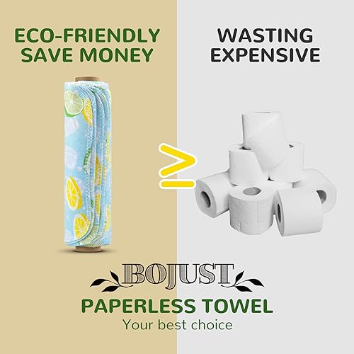 Miniatura 5 de Rollo de toallas de papel reutilizables  12 toallas de franela de algodón lavables ecológicas con rollo de cartón  Servilletas de tela lavable