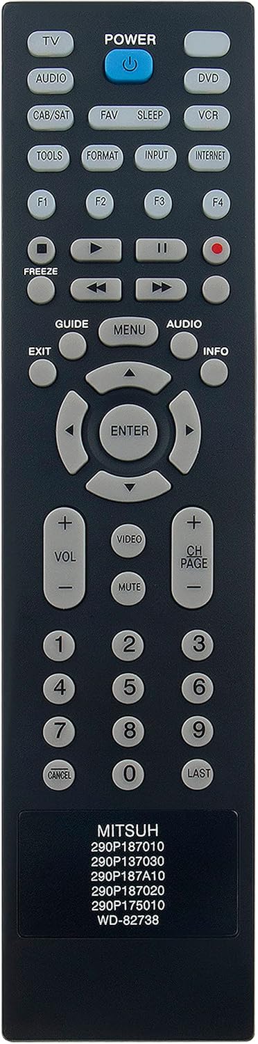 New Replace Remote fit for Mitsubishi 290P187010 290P137030 290P187A10 290P187020 290P175010 WD-82738 LT-40164 LT-46164 LT-46265 LT-55154 LT-55164 LT-55265 WD73C10 WD60638CA WD65638CA WD60C10
