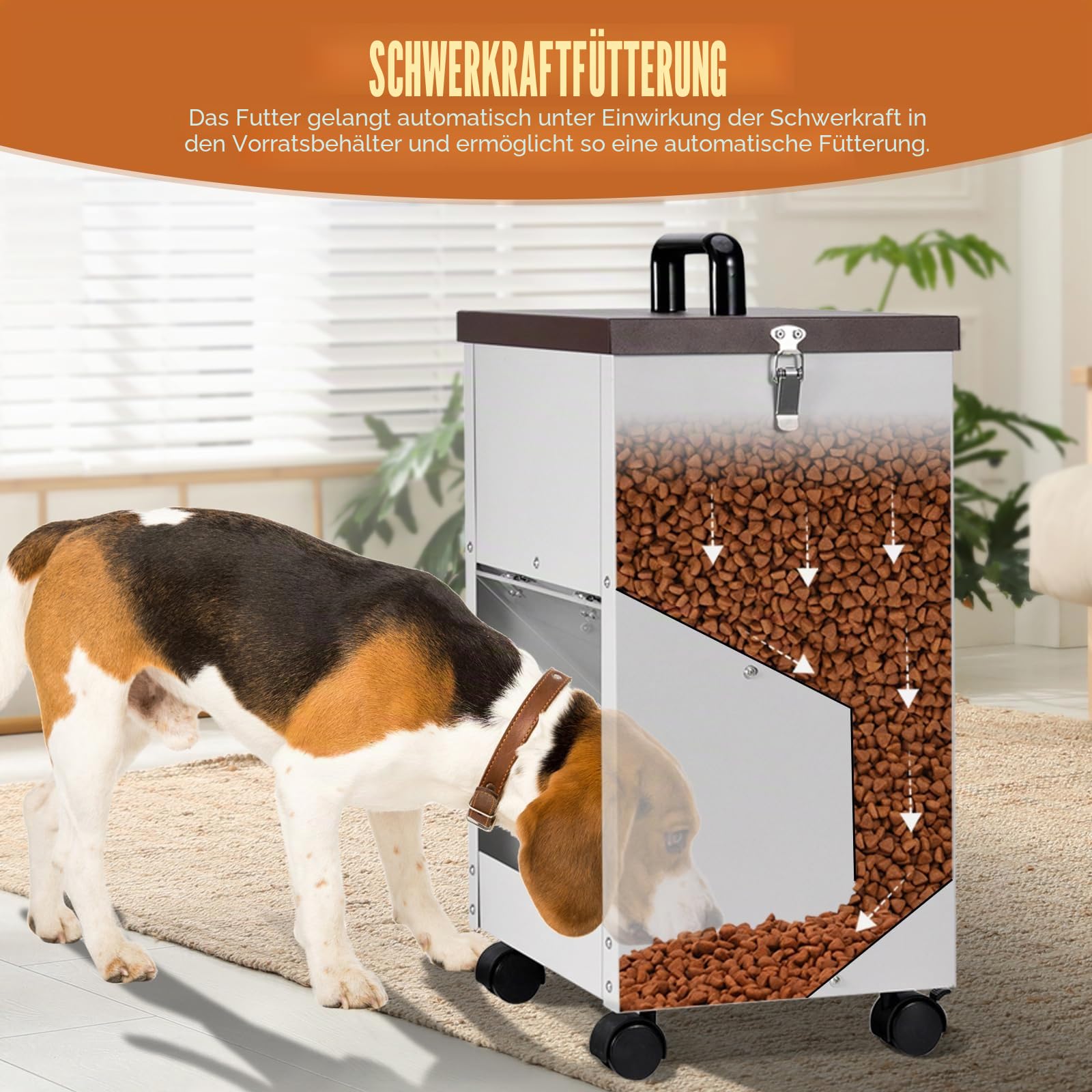 14KG Automatischer Hundefutterautomat aus Verzinktem Metall für Hunderassen