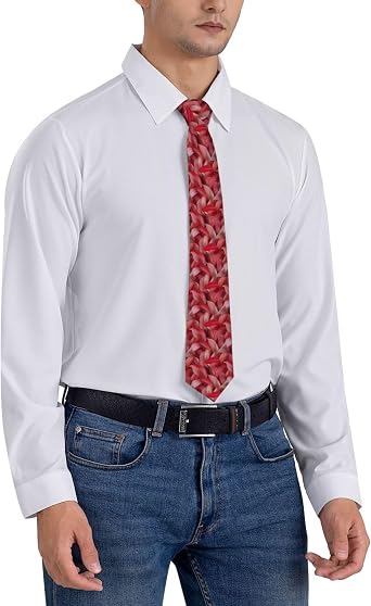 Red Leaves Aesthetically Ties For Men Novelty Skinny Mens Necktie For Wedding Party Activities