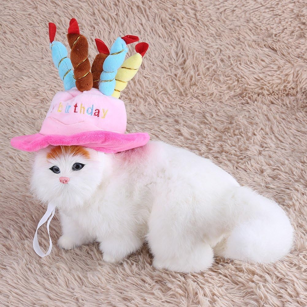 Happy Torta Cappello Per Cane Gatto Da Compleanno Pet Costume Da Compagnia Cappello Da Compagnia Per Animale Domestici Funny Dress Up Party Pet(rosa)