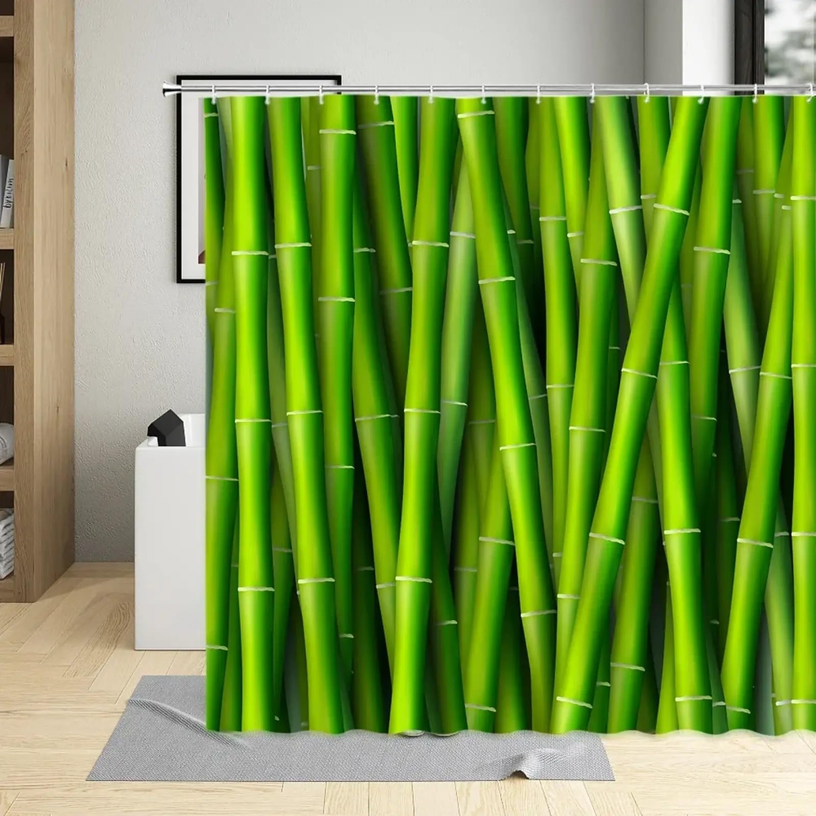 JGGXHM Bambus-Duschvorhang fr Badezimmer, Heimdekoration, grne Pflanzen,  Landschaft, Badvorhnge mit Haken, Polyester, wasserdichter Stoff, waschbar  150x200cm/WxH dusch Vorhang : Amazon.de: Kche, Haushalt & Wohnen