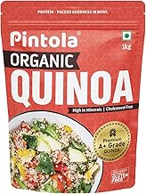 Pintola Organic Quinoa 1kg, Cereal for Breakfast, High in Protein & Dietry Fibre, Minerals, Cholesterol-Free, Gluten-Free Quinoa Seeds Diet Food for Weight Management (1kg)