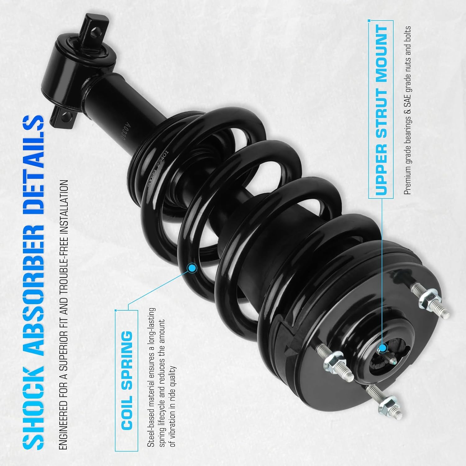 139104 Front Struts Shocks w/Coil Springs for 2007-2013 Chevrolet Avalanche/Silverado/Suburban/Cadillac Escalade, 2007-2020 Tahoe 4WD /GMC/Yukon Xl - [Exc. Electronic Suspension / 22 Inch Wheels]