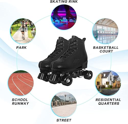 Miniatura 7 de Nattork Patines de ruedas para mujer con ruedas iluminadas, patines retro unisex para exteriores e interiores, patines de doble fila con purpurina