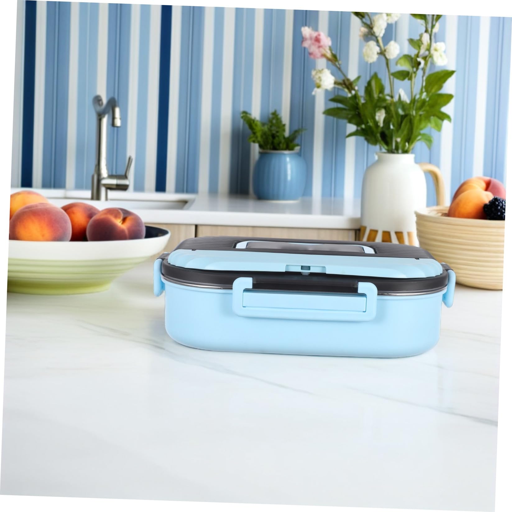 34oz Boîte à Lunch Acier Inoxydable avec Compartiments Doubles Hermétique et Étanche pour Pique-niques et Travail Convient à Micro-ondes et Lave-vaisselle