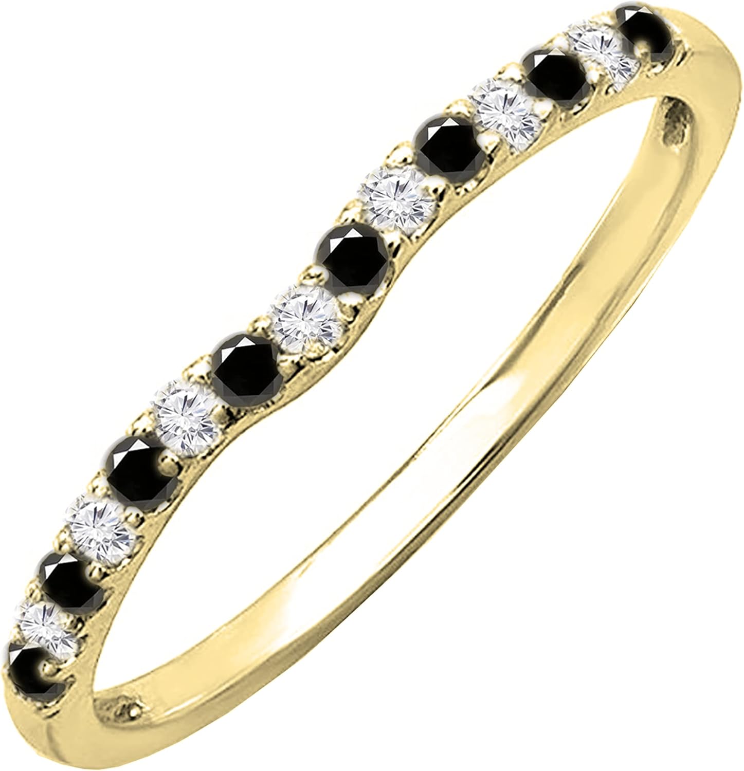 Dazzlingrock Collection 0.25 ctw Round Black & White Diamond Anniversary Band for Women in Solid Gold