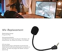 Vista 3 de Replacement Microphone for Hyper X Cloud II for Cloud Core for Cloud Pro Silver for Cloudx, PC Gaming Headsets Microphone, 3.5mm Plug