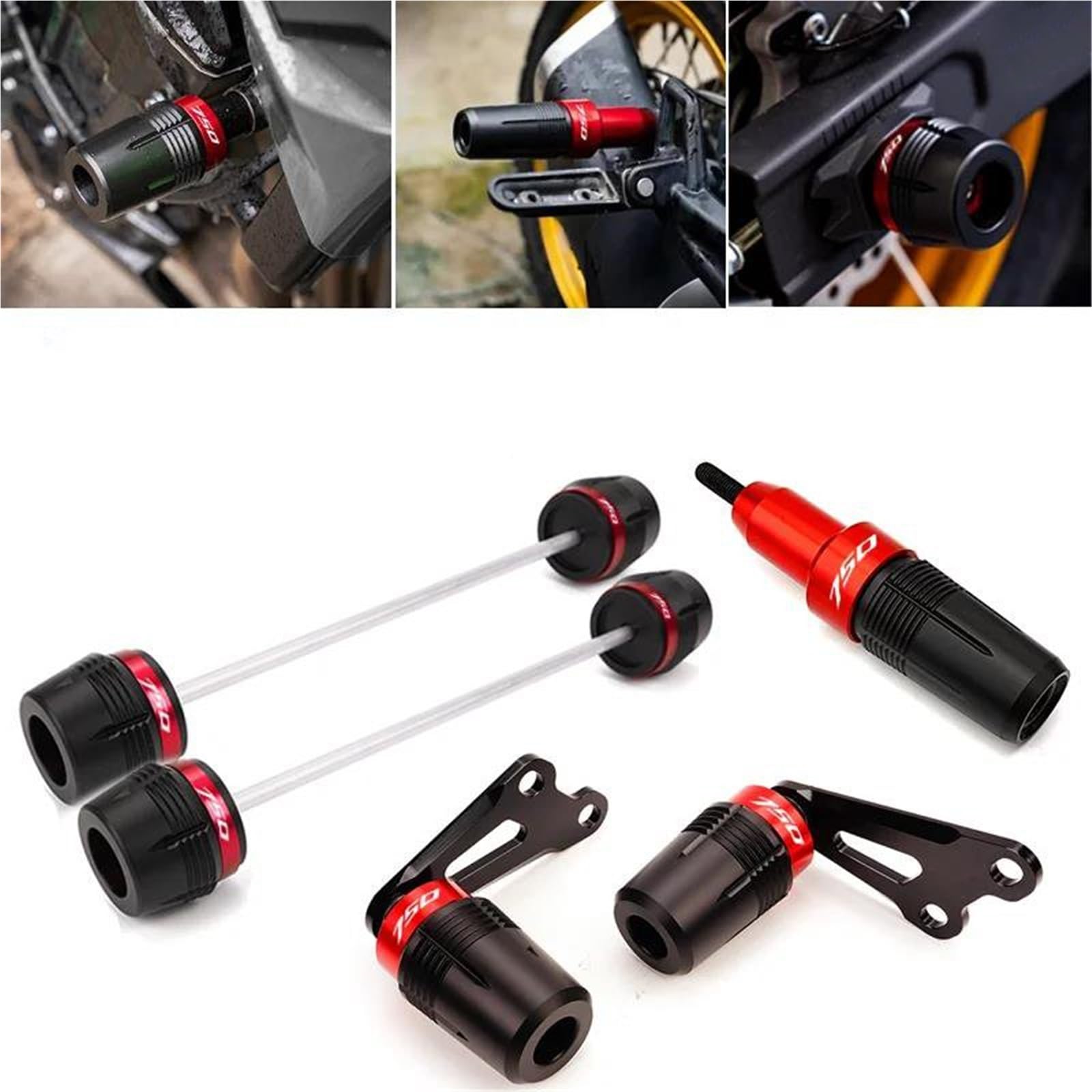 Tamponi Paratelaio Per Moto Per CB750 Hornet 750 CB 2025 Moto Scarico Paratelaio Ruota Forcella Slider Asse Crash Caduta Protezione(Front-Red)