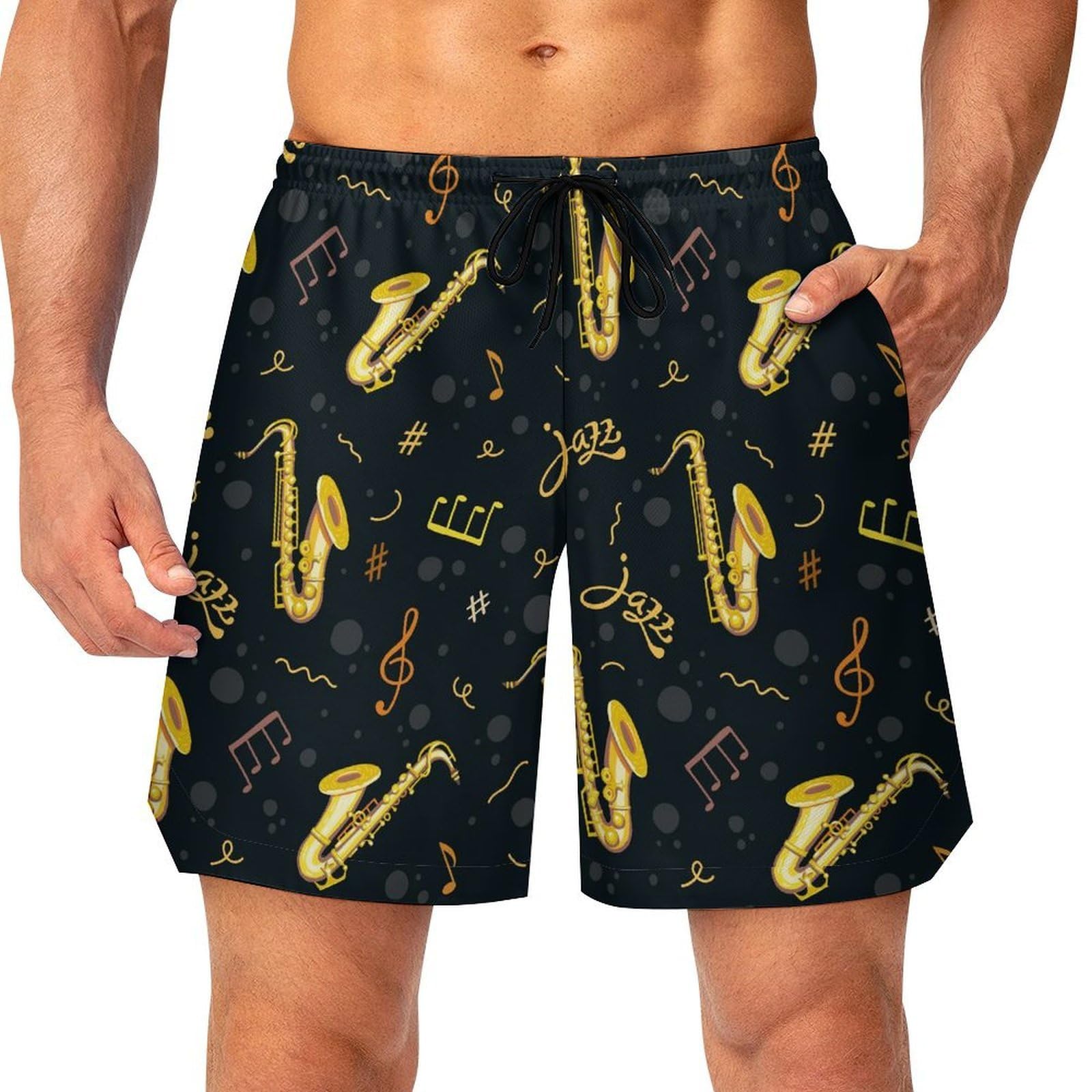 Saxophones Mens Athletic Shorts with Pockets Gym Workout Basketball Activewear