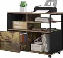 Schedario Con Ruote WOLTU - 2 Scomparti Aperti E Cassetto, Legno E Metallo, 40x40x66cm - Foto 10