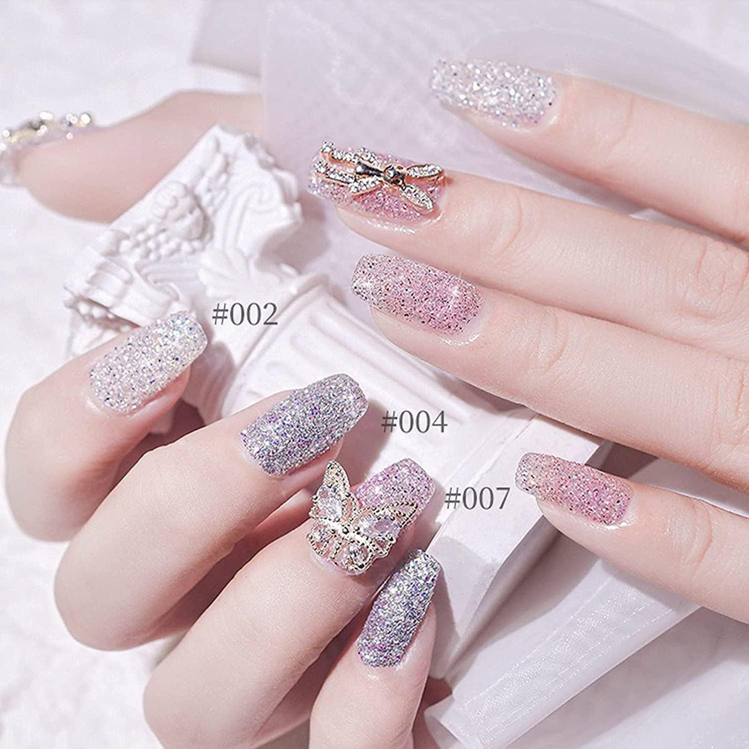 1 / 8pcs Glitter Nail Art Pigment Pigment Polvere, Nail Art Specchio Pigmento Polvere in Polvere Scintillio Giorno Rosa Branzini Chrome Chrome Powder (Color : 8Pcs)