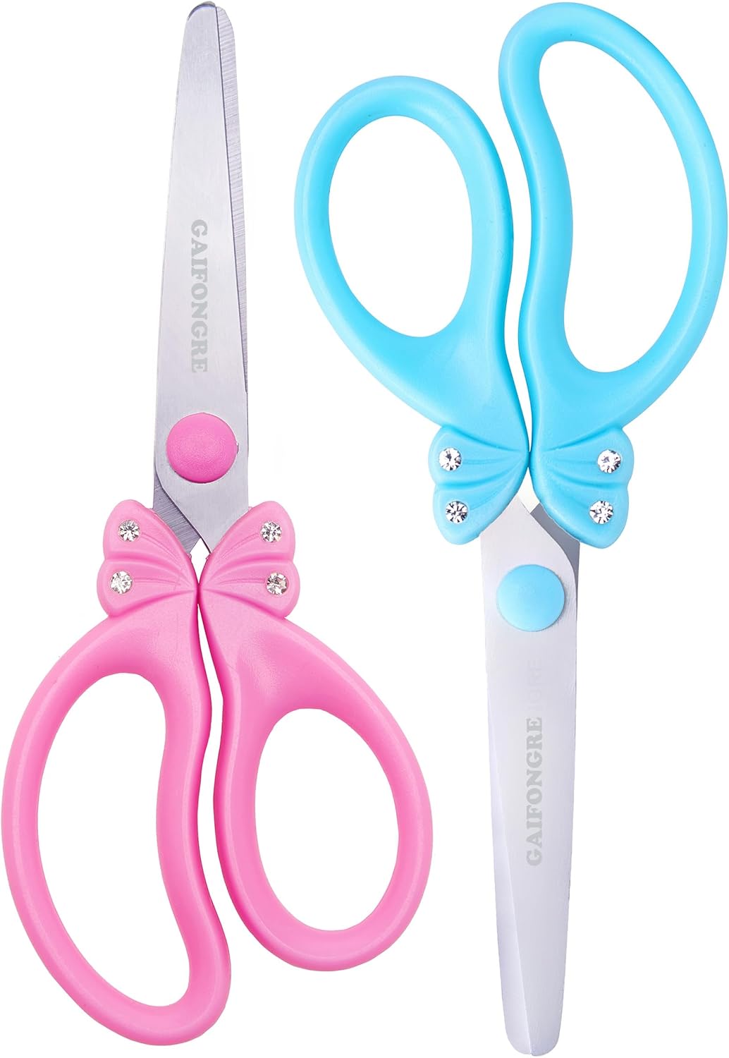 5″ Kids Safety Blunt Tip Scissors, Ages 5-12 for Girls & Boys, Pink Blue | Rounded Edge & Ergonomic Handles for Small School Student Children Toddler Classroom Cutting Paper,Home DIY