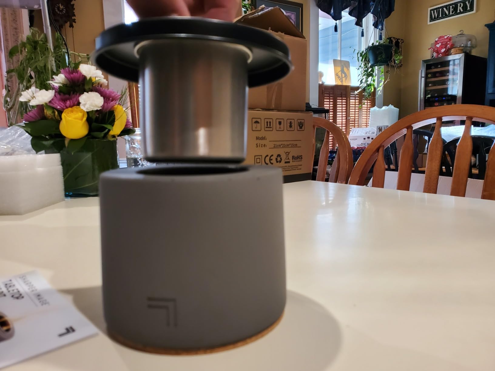 9/mo Finance Tabletop Fire Pit by Sharper Image Portable, Concrete