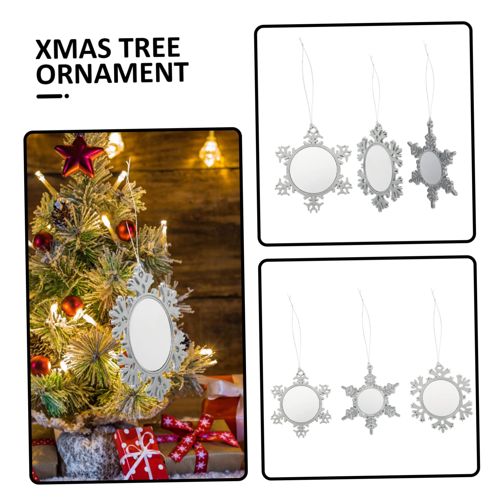 EXCEART 9 Piezas De Nieve De Sublimación Adornos Colgantes para Arbol De Navidad Adornos De Recuerdo DIY Adornos De Fotos para El Árbol Decoración Navideña Accesorios Aleación Metal