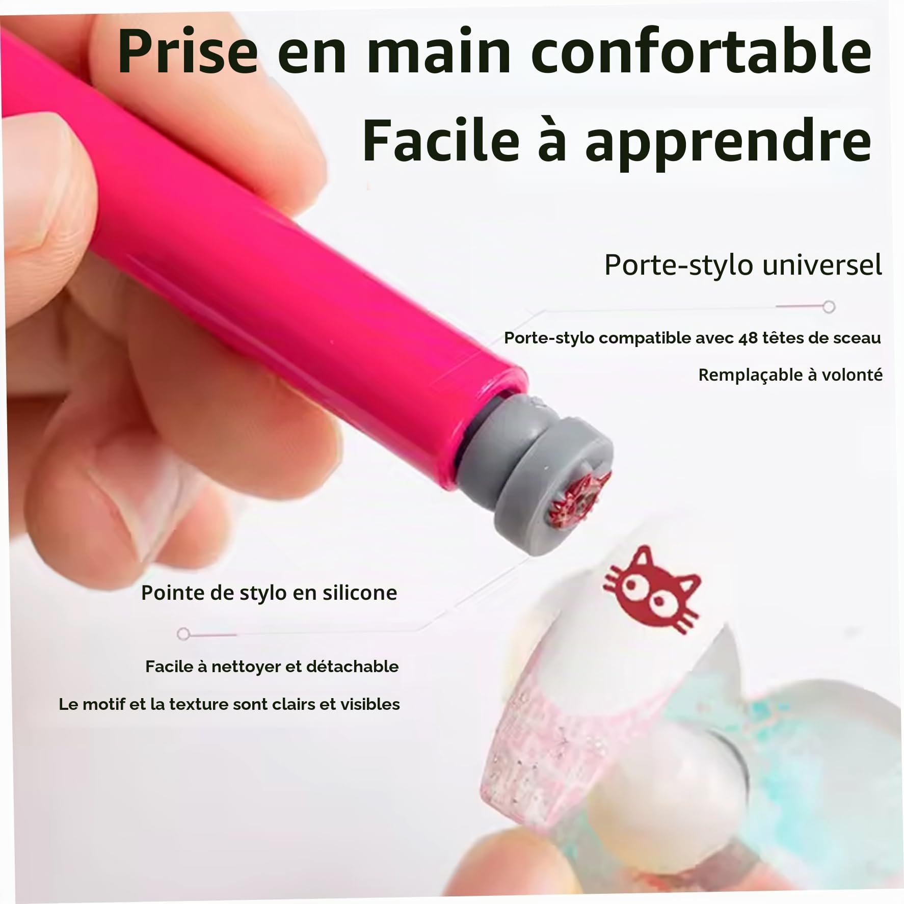 48 pièces stylos de tampon d'art d'ongle différents modèles tampons 'art 'ongle avec pointe de stylo en silicone fleur papillon rose kit 'estampage bricolage pour femmes, décoration jardin