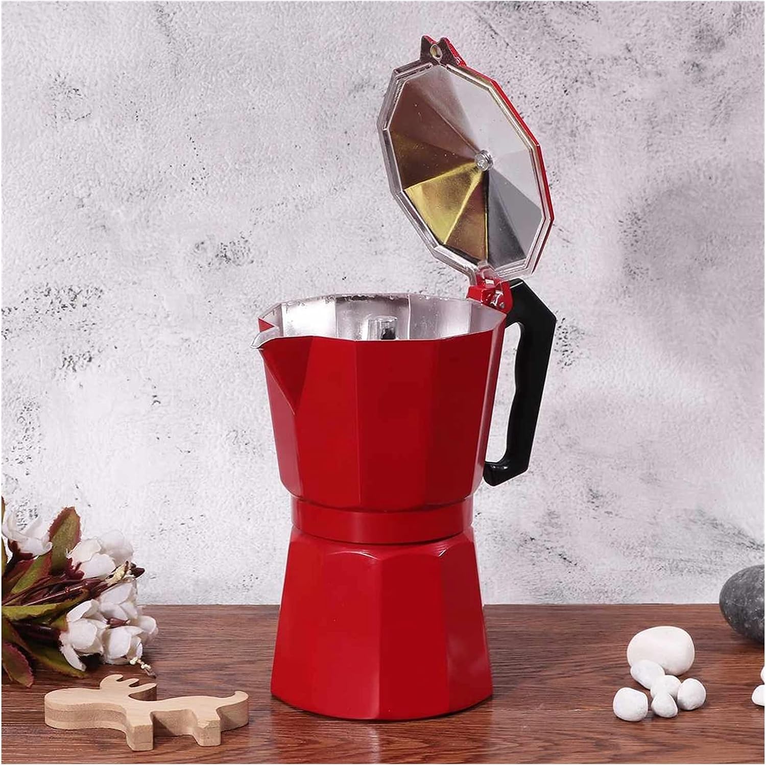 Coffee Maker Aluminum Coffee Maker Mocha Cafeteira Italian Espresso Percolator Pot l Moka Coffee Pot 150/300/450ml 3/6/9 Cups (Color : 01 Red(300ml))