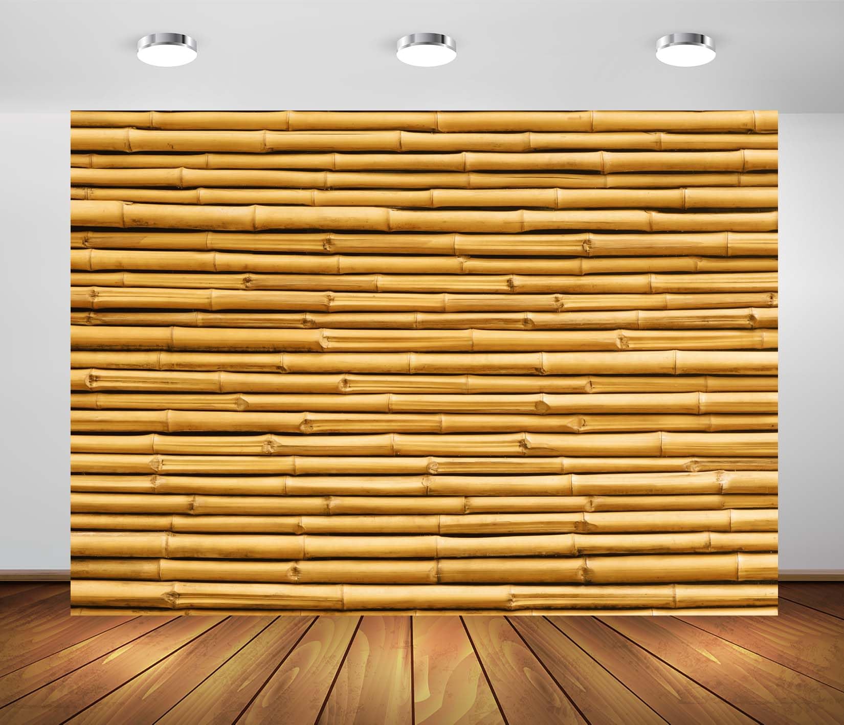 BELECO 10x10ft Fabric Yellow Bamboo Backdrop Bamboo Fence Wall Background for Party Decorations Cake Table Banner Kids Adults Portrait Photo Studio