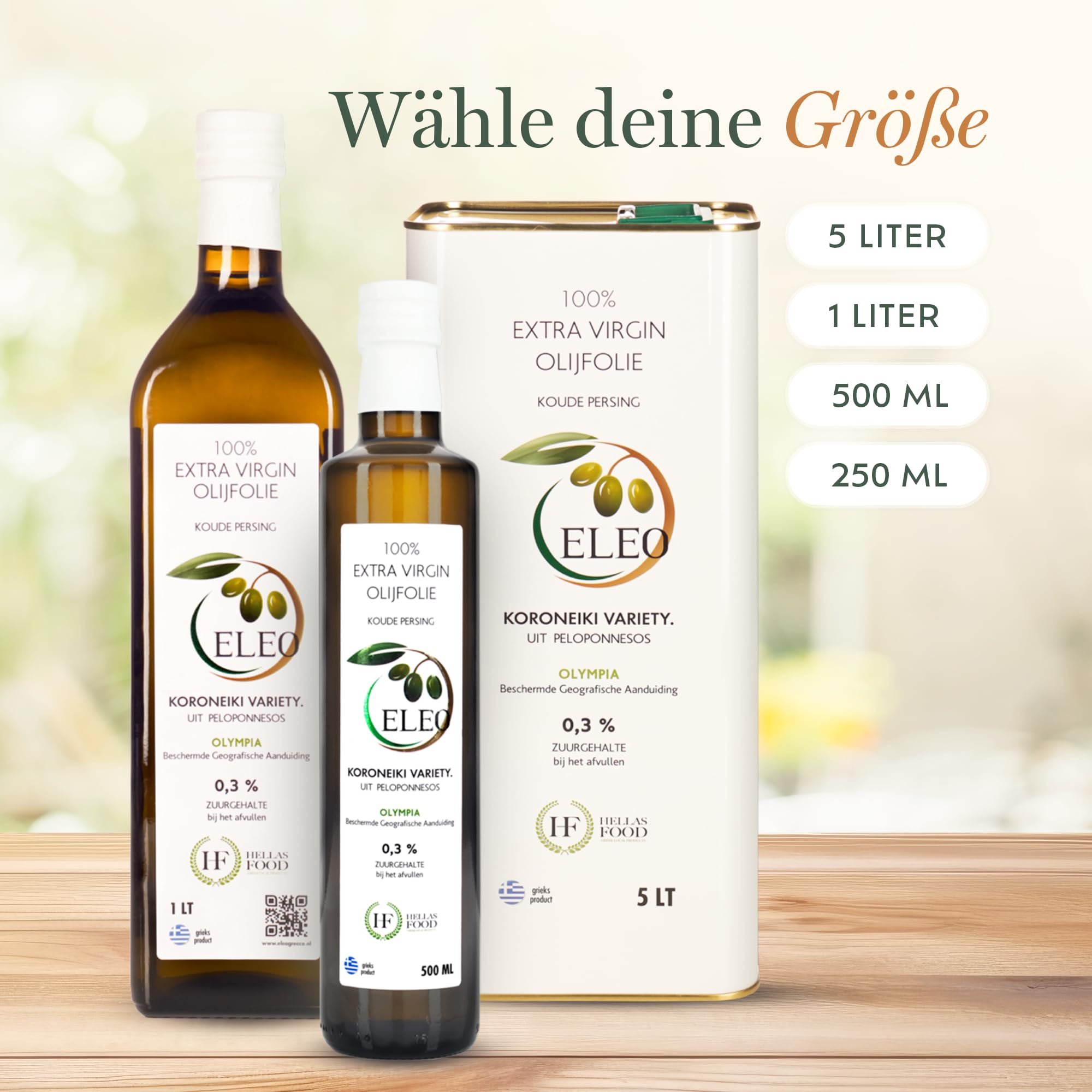 ELEO Olympia - Extra Vergine Olivenöl - 5 Liter - 100% Griechische Koroneiki-Oliven - Hervorragende Qualität - Erste Kaltpressung - Internationale Medaillen Gewinner