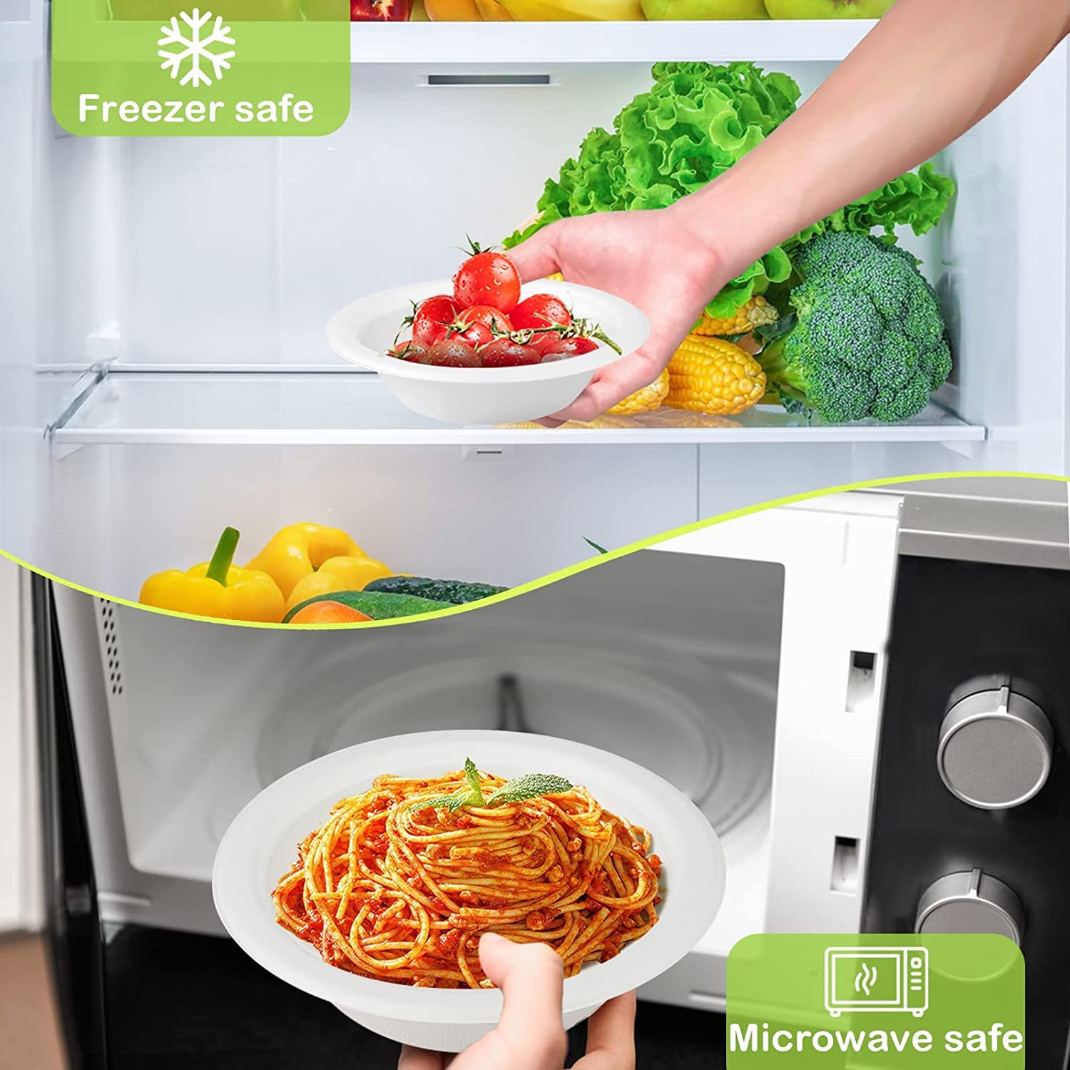 LATERN 100 Pezzi Ciotole di Carta Usa e Getta, 360ml Bianco, Rigide in Bagassa 100% Biodegradabile Compostabile Ciotole di Canna da Zucchero per Uso Quotidiano Ristoranti BBQ Party (13,5 x 4cm)
