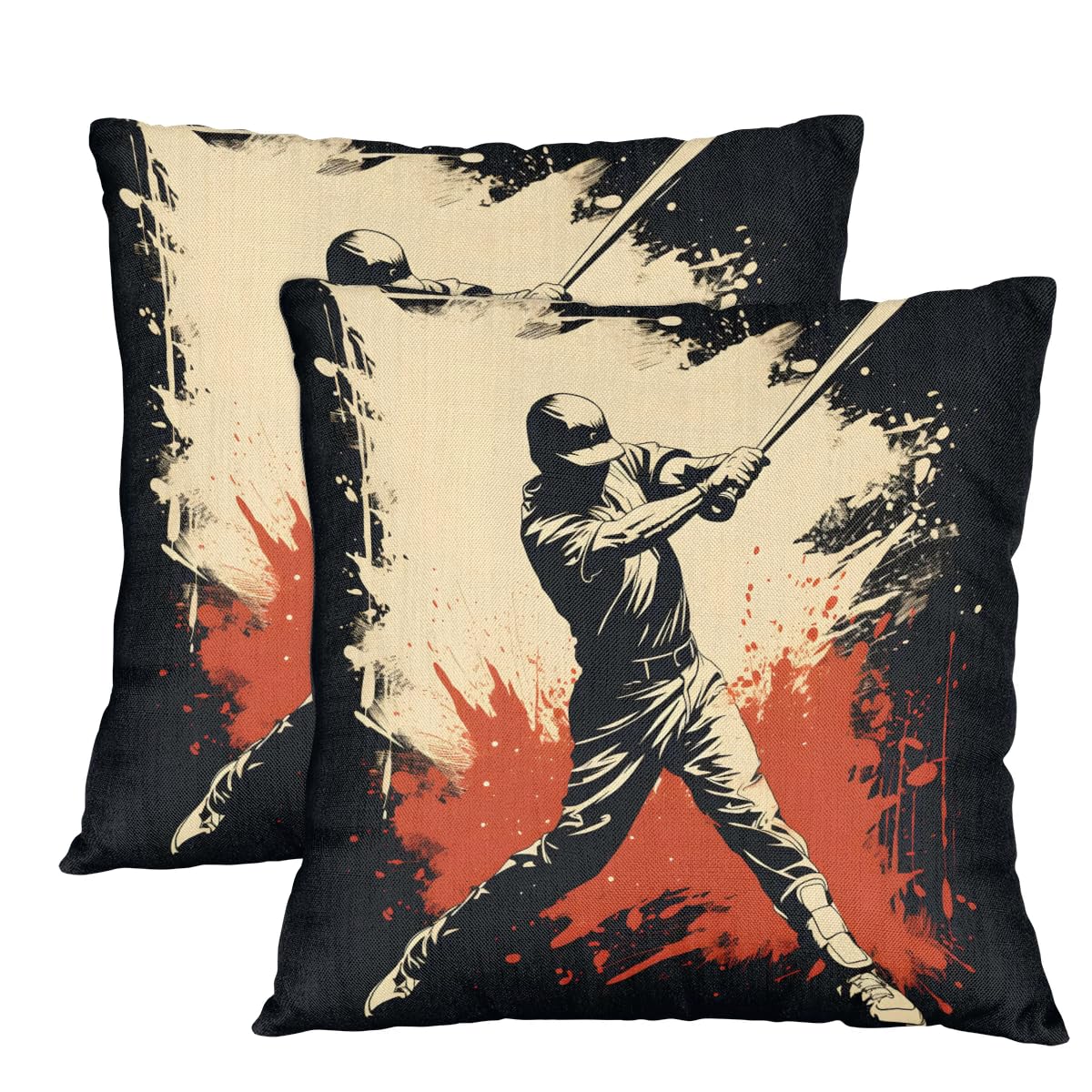 Housse de coussin baseball rétro 61x61 cm de style bohème pour grand canapé