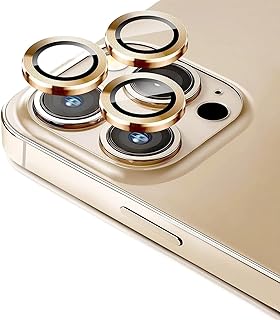 واقي عدسة الكاميرا من خليط معدني من الألومنيوم مع طبقة دائرية من الزجاج المقوى لموبايل آبل آيفون 14 برو ماكس/ 14 برو من موبايل ماجيك (ذهبي)