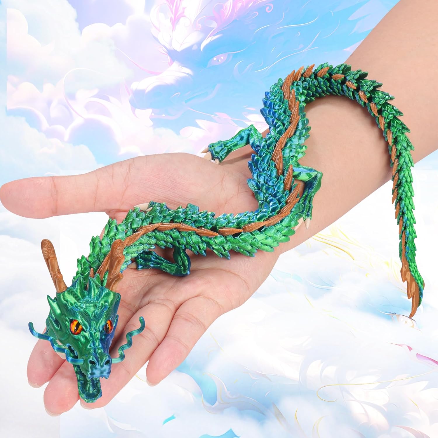17.8-inch 3D Printed Dragon Eggs, Fidget Toys for Kids & Adults, for Home Office Desk Decor(Dragon God)