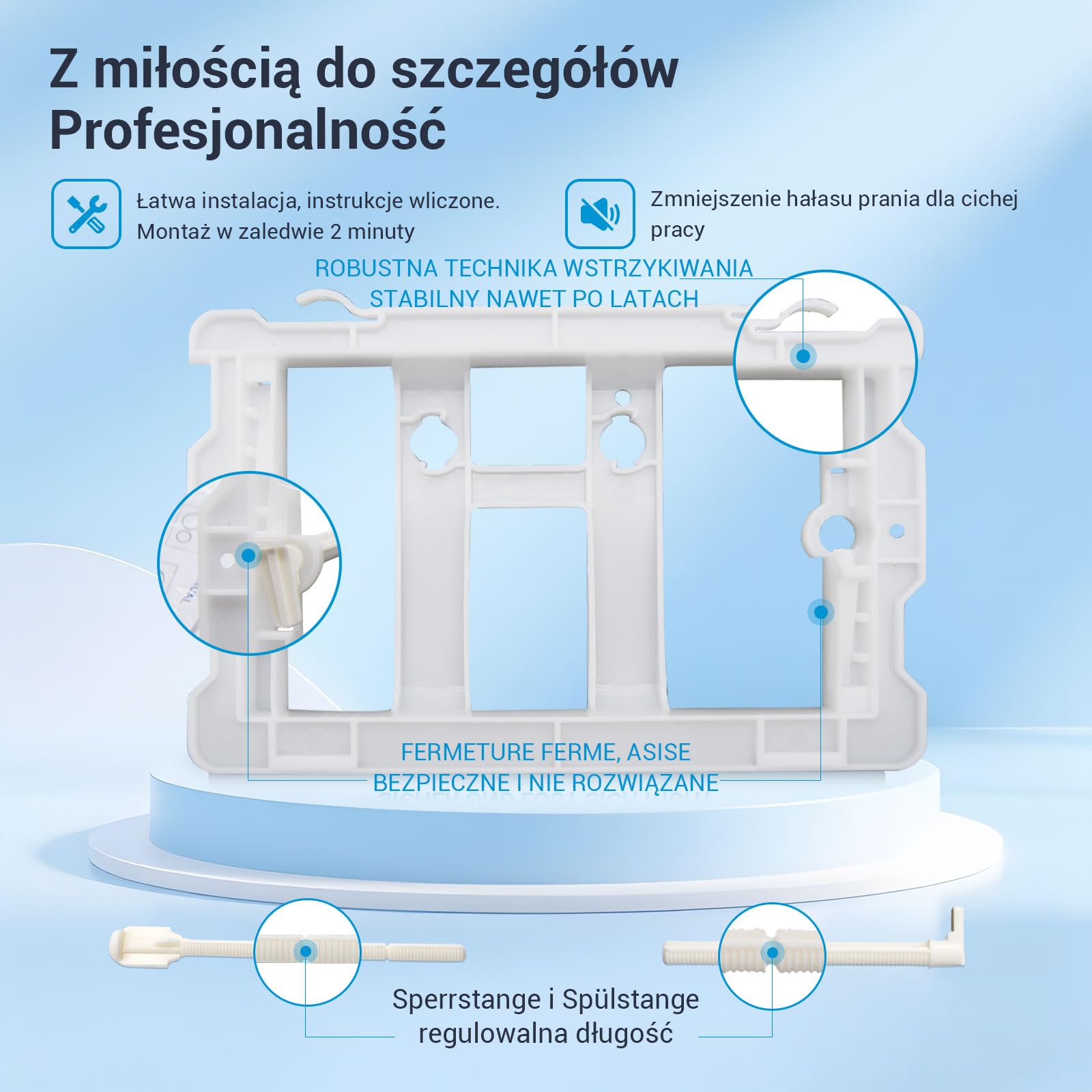 WC Płyta aktywacyjna z zestawem klapy spuszczającej i ramą montażową, kompatybilna z Geberit Sigma, UP300 i UP320, z podwójnym spuszczaniem (Biały Matowy)