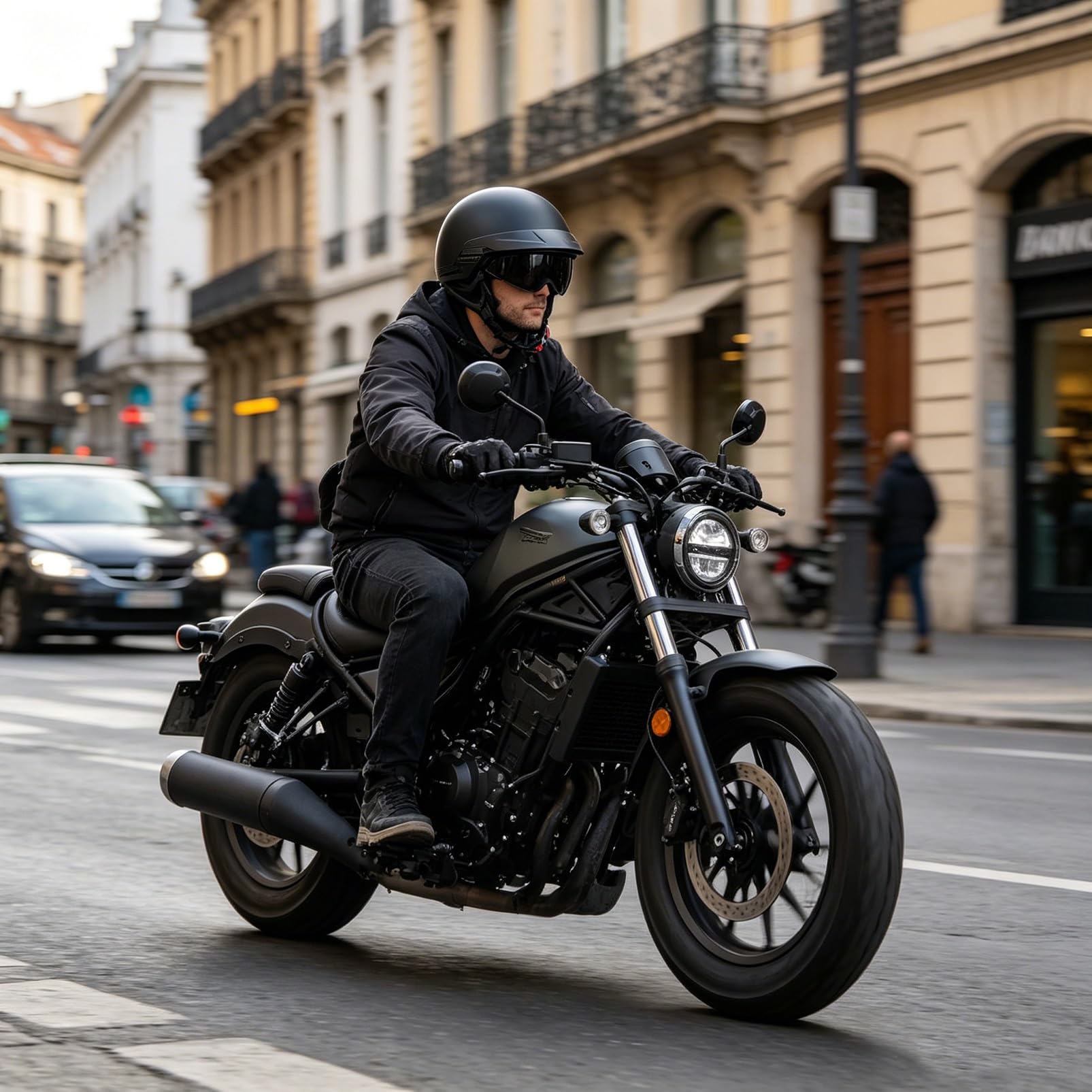 Kask Motocyklowy Typu Orzeszek Retro, Nowoczesny Urban Jet z Blendą Przeciwsłoneczną, ECE 22.06, Skorupa Anti-Mushroom z Maską Czaszką do Cruiser Skuter