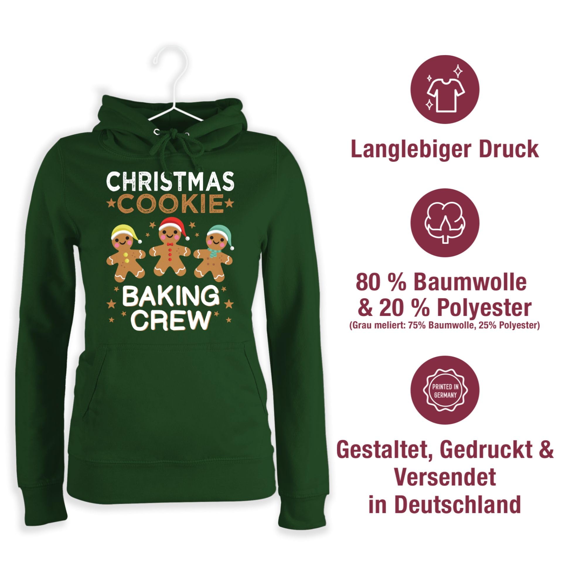 Shirtracer - Pullover Damen Hoodie Frauen - Weihnachten Geschenke Bekleidung - Christmas Cookie Baking Crew I Lebkuchenmännchen I Lebkuchen Männer I Gingerbread Man I Lebkuchenmann