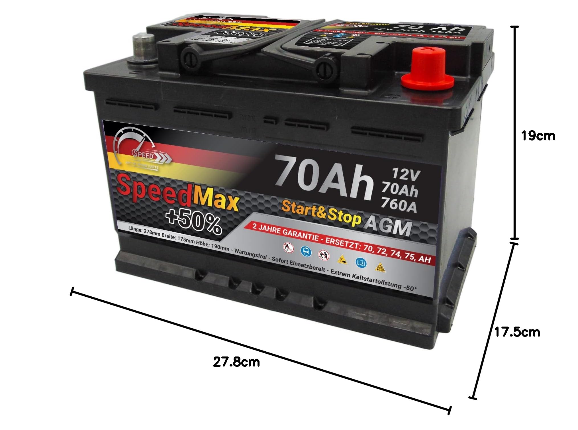 Bateria AGM Start&Stop 70Ah 760A 12V L3 Speed Max