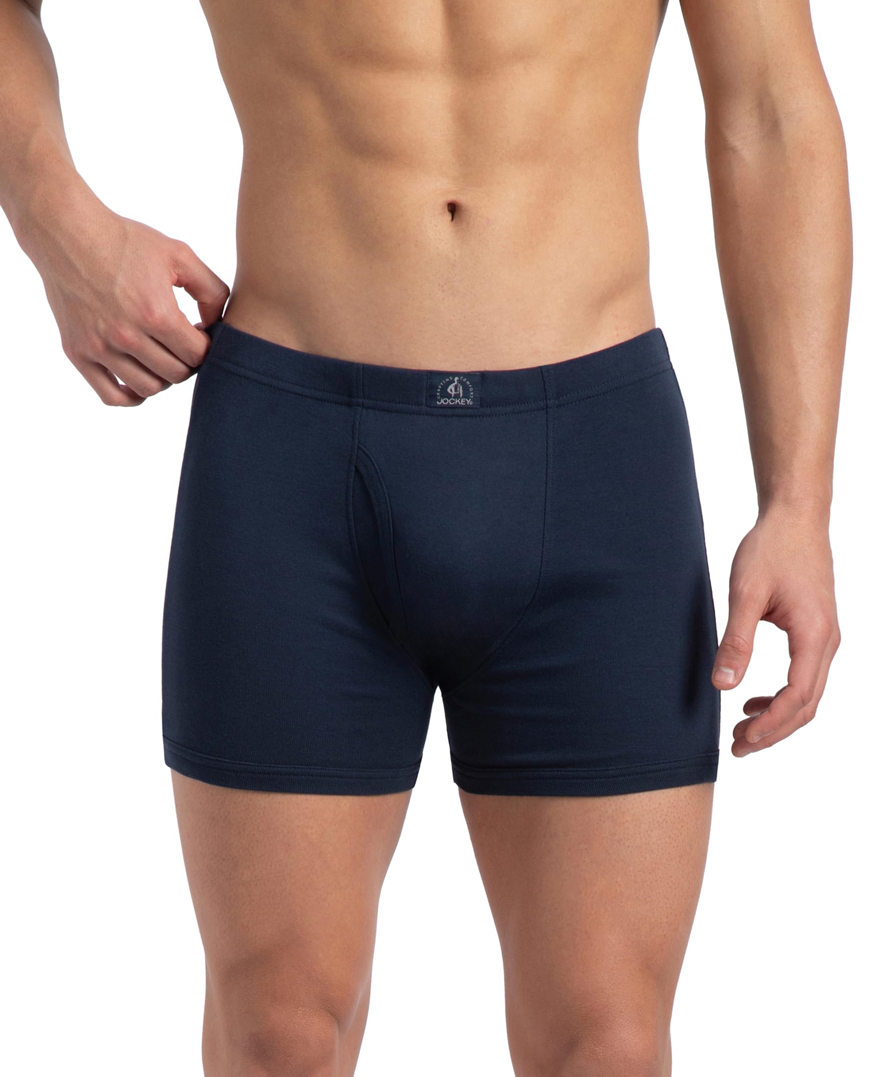 jockey 8008 Men's Super Combed Cotton Rib Solid Boxer Brief with Ultrasoft Concealed Waistband_Deep Navy_S-picture-48