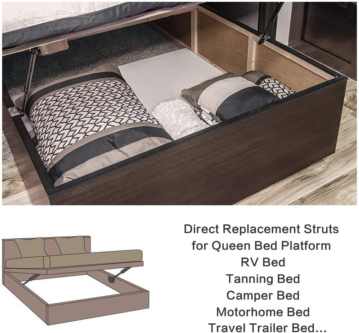 Buy 20 inch 100lbs Gas Strut C1608054 Heavy Duty Gas Spring Shocks for Tonneau Cover Camper RV