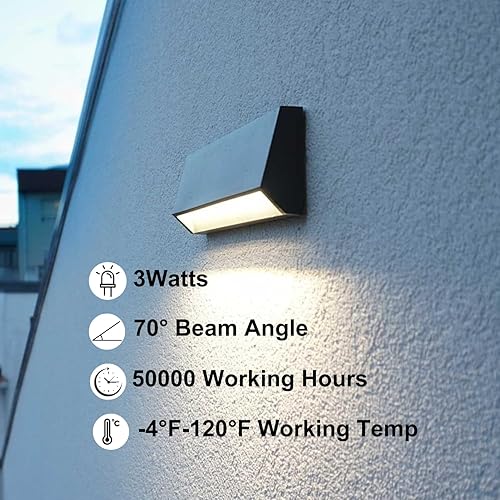 Miniatura 4 de ZONK Luces LED de escalón para interiores y exteriores de 110 V a 240 V, impermeables, IP65, no regulables, 4000 K, para exteriores, paisaje,