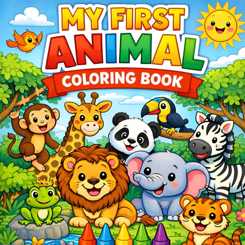 Cute Animals Coloring Book for Kids Ages 3–9: Easy, Fun, and Adorable Animal Designs for Toddlers, Preschoolers, and Young Children