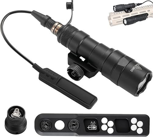 LECPECON Linterna táctica Mloc linterna con interruptor de presión remoto y montaje Mloc, montaje Picatinny (300)