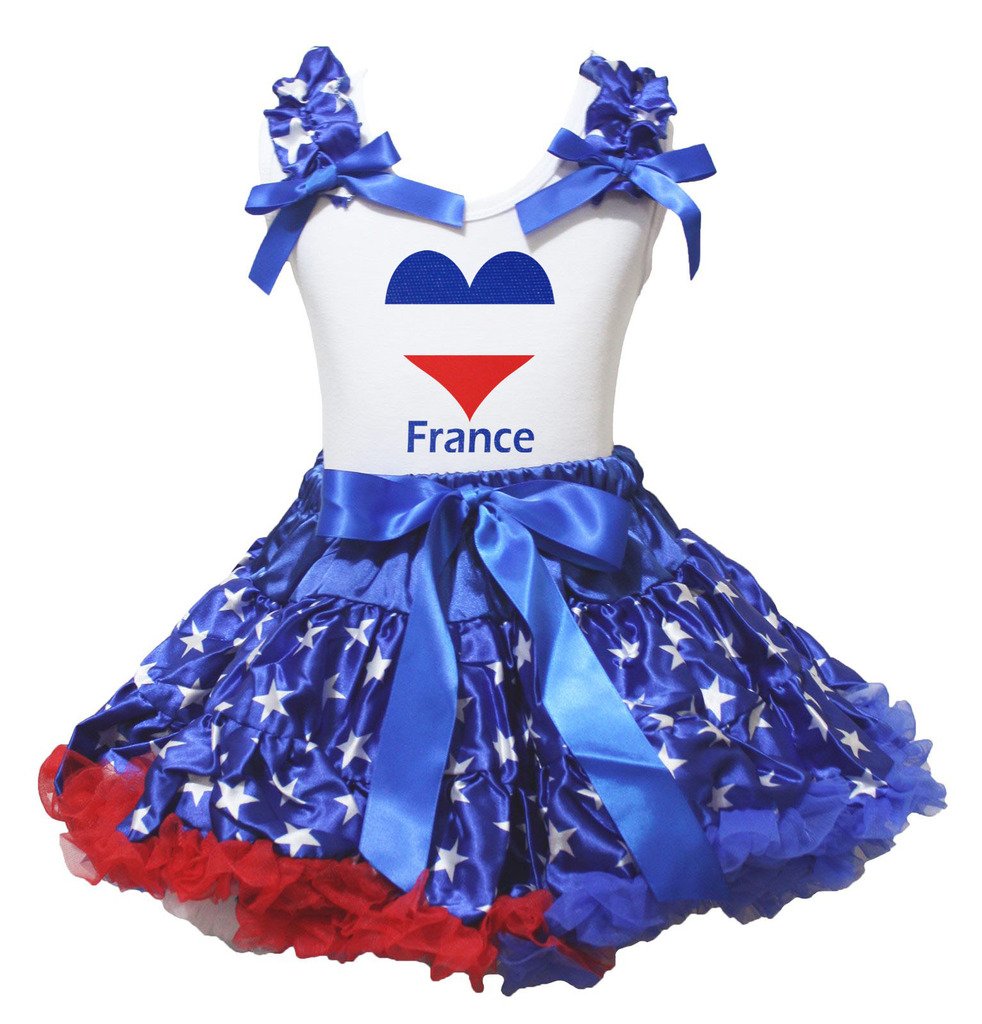 Falda de cinta azul con estampado original de estrellas y corazones blancos 2