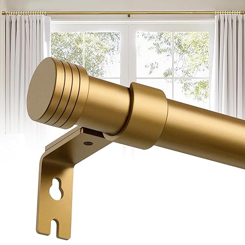 Gold Curtain Rods for Windows 32 to 144 Inches Adjustable
