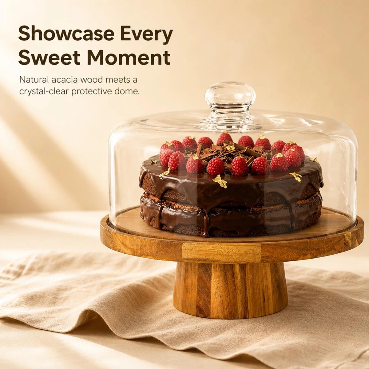 Plateau à gâteau avec couvercle, plateau à gâteau avec pied, support à gâteau, kit de présentation de dessert 2 en 1, convient pour la famille, la cuisine, les boulangeries, les mariages et